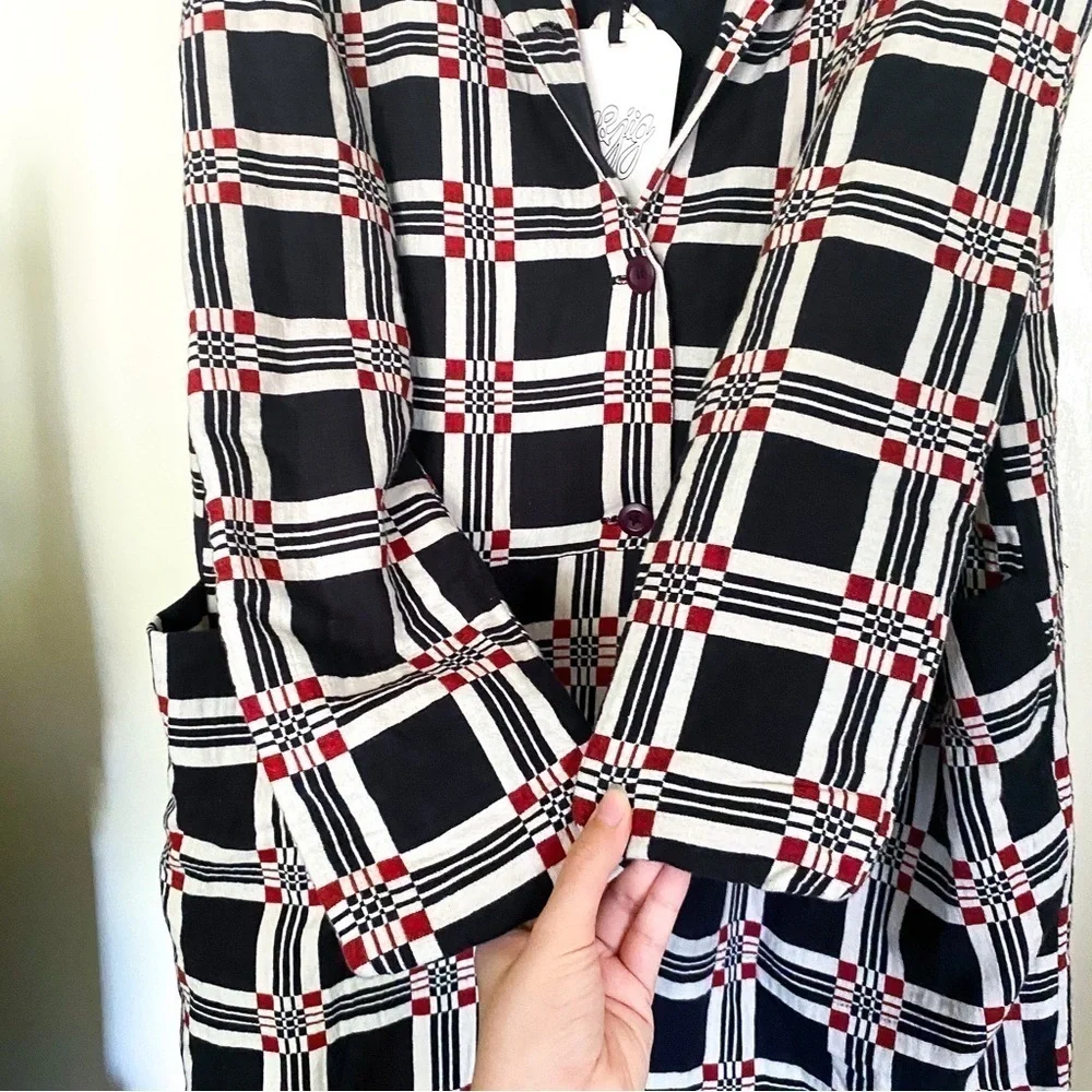 Ace & Jig Coat Storm Overcoat Quilted Single-Breasted Black Geo S NWT - Picture 4 of 13